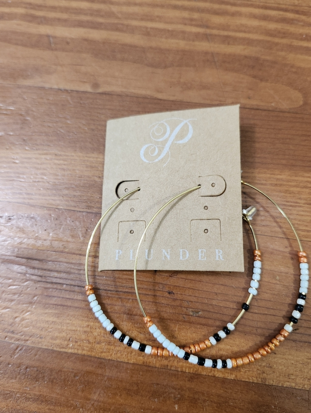 Plunder Orange & Light Blue Beaded Hoop Earrings